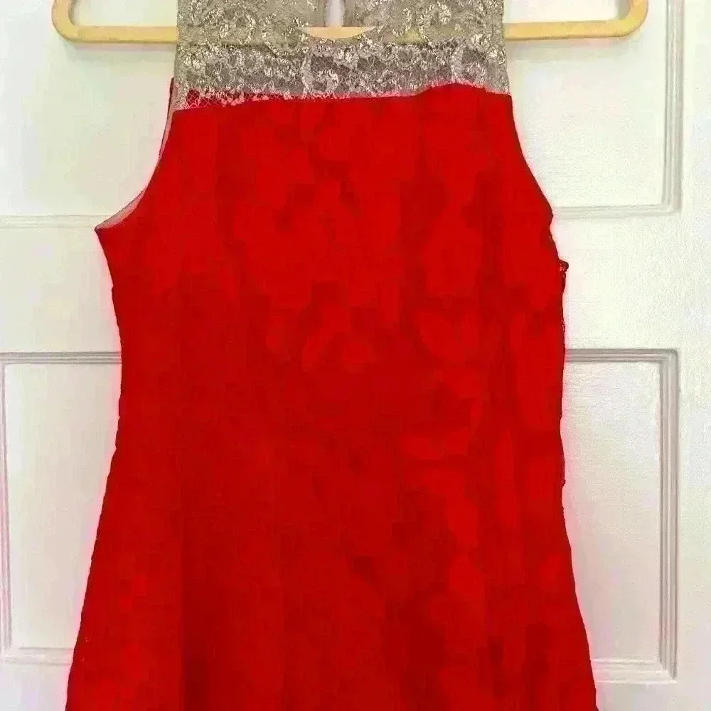 Anthropologie  - Moulinette Sours Metallic Lace Peplum Top - Size 6